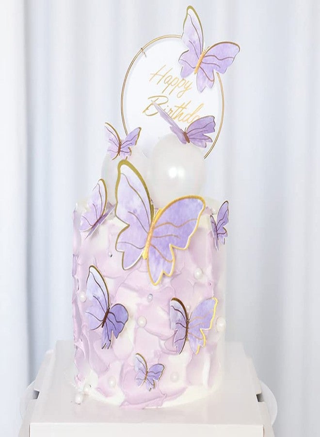 Selibration زينة كعكة فراشة برونزية من الورق المقوى من سيليبريشن (بنفسجي) لتزيين حفلات الفراشات، وحفلات الزفاف، وحفلات أعياد ميلاد الأطفال، وحفلات استقبال المولود الجديد، ولوازم الحفلات (مجموعة من 10 قطع) - Image 3